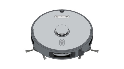 Fototapeta premium Top view illustration of a circular robotic vacuum cleaner