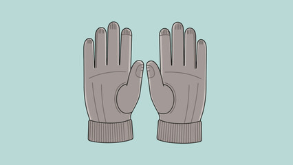 Two gray knit gloves with touchscreen tips against a pale blue background