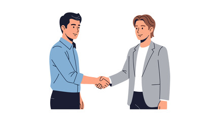 Fototapeta premium Two men in business attire shaking hands against a white background
