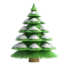 A charming 3d rendered evergreen tree adorned with fluffy white snow, ready for winter holidays