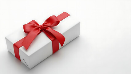 Elegant white gift box with red bow