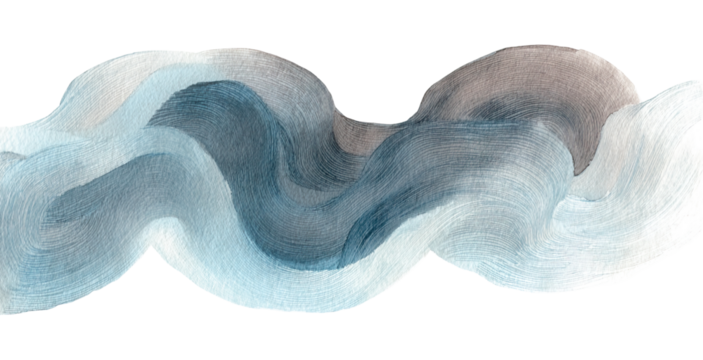 Pale blue gray abstract watercolor paint flow shape isolated PNG cutout, transparent background - Powered by Adobe