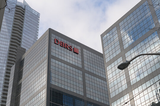 exterior building facade and sign of DBRS Limited, a corporate office, located at 200 Wellington St W, Floor 1 Metro Centre - Wellington Tower, Toronto