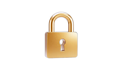 Golden Padlock Isolated on White Background: Security Concept