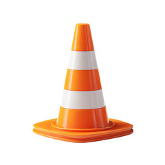 Classic Roadwork Safety Cone on White
