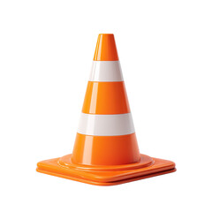 Classic Roadwork Safety Cone on White