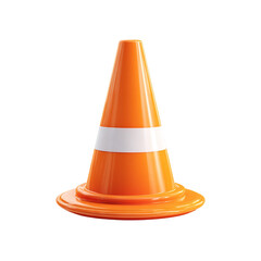 Classic Roadwork Safety Cone on White