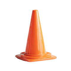 Classic Roadwork Safety Cone on White