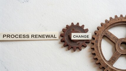 Process Renewal and Change Concept with Gears in Close-up View for Business and Innovation Imagery or Graphics