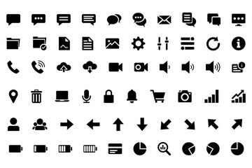 Essential UI Icon Set &ndash; Communication, Navigation, Media, Arrow, System Icons