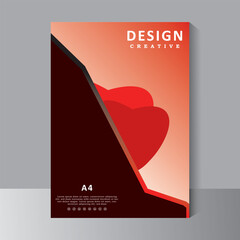 Abstract shape on red colour background brochure, A4 size book cover template for annual report, magazine, booklet, proposal, portfolio, poster, print ready colour