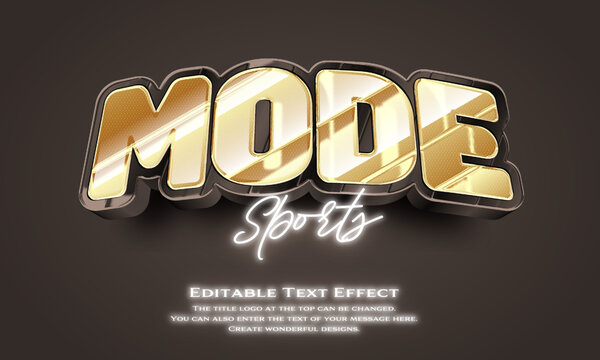 [Editable Text Effect Logo] &rdquo;Mode  Sports Logo&rdquo; The title logo style is  Shiny metallic gold framed 3D logo.