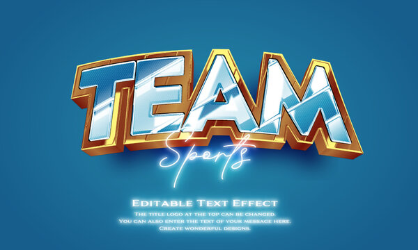 [Editable Text Effect Logo] &rdquo;Team  Sports Logo&rdquo; The title logo style is  Shiny metallic gold framed 3D logo.