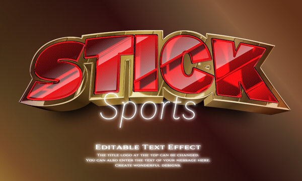 [Editable Text Effect Logo] &rdquo;Stick  Sports Logo&rdquo; The title logo style is  Shiny metallic gold framed 3D logo.