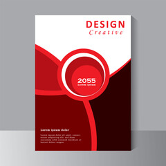 Geometric shape red colour background brochure, A4 size book cover template for annual report, magazine, booklet, proposal, portfolio, poster, print ready colour
