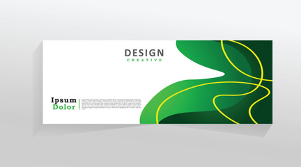 Vector abstract banner web template, business design template for social media, cover header, green colour banner template with yellow line. vector template with eps 10