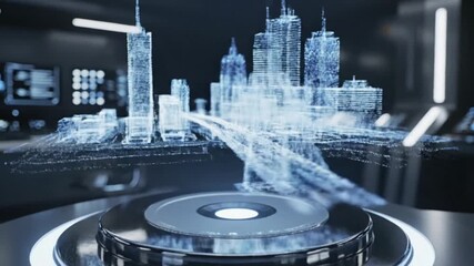 Digital city model visualization with futuristic data style - Powered by Adobe