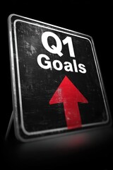 Q1 Goals arrow sign direction upward