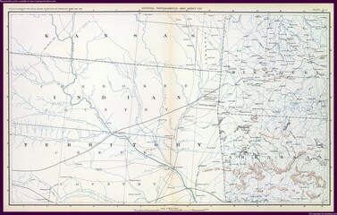 American Civil War mapping Kansas, Missouri, Arkansas, Indian Territory showing topography and battles