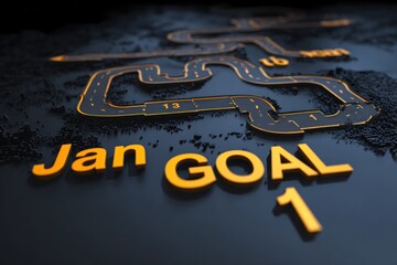 Kart racing track with goal text