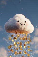 Cloud raining gold coins