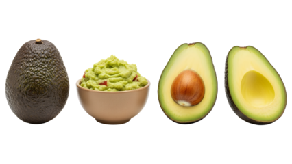 Fresh ripe green avocado fruit isolated on white background for healthy organic diet and vegetarian nutrition