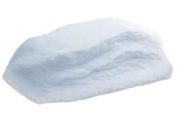 Snow drift element with soft texture and white icy surface, creating a winter heap on transparent background