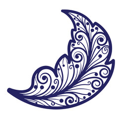 Decorative blue floral design with swirls and dots vector illustration isolated on white background