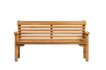 Wooden Park Bench Isolated on White Background