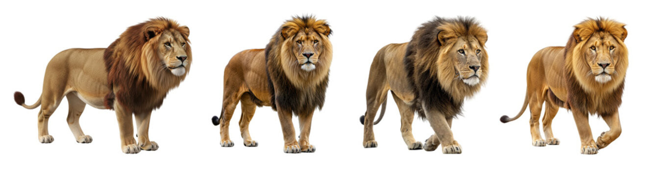 Set of four Lion on transparent background