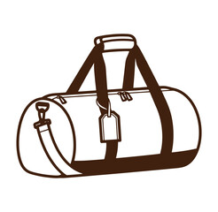 Simple illustrative vector of a travel duffel bag with shoulder strap and blank tag