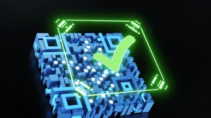 Futuristic Digital QR Code Scanning and Validation Process with Glowing Green Light and Abstract Technology Elements on a Dark Background Representing Secure Data Transfer and Modern Connectivity. - Powered by Adobe