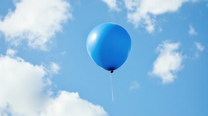 Obraz premium Single Blue Balloon Floating in the Blue Sky 