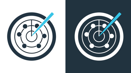 Target icon set - Line and glyph solid icon set - Solid icons vector collection - Blue icon set - Icon vector - Flat Design Icon - Vector icon symbol