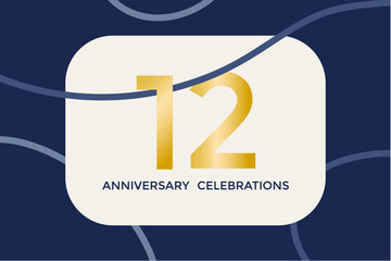 12 anniversary with gold writing. Anniversary celebration concept with elegant decorations, warm lighting, and joyful atmosphere. Symbolizing love, commitment, and memorable moments