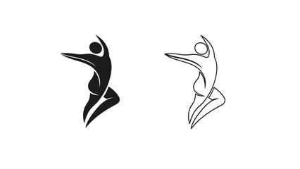 Obraz premium Abstract Human Figure In Dancing Pose Black And White Icons dance dancer