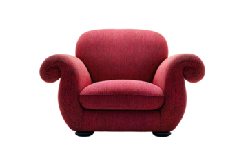 Red Velvet Armchair on White Background