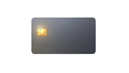 Close-up of a Silver Credit Card with Gold Chip Isolated on White background