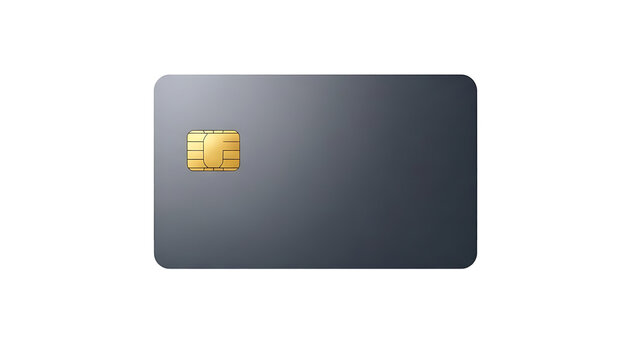Modern Gray Credit Card with Gold Chip Isolated on White background