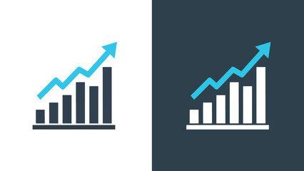 Growth icons - Line and glyph solid icon set - Solid icons vector collection - Blue icon set - Icon vector - Flat Design Icon - Vector icon symbol