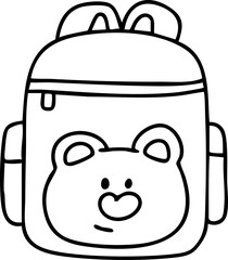 Cartoon school bag, hand-drawn, elements related to a child's back-to-school day, illustration.