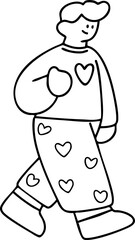 Cute hand-drawn cartoon illustrations for children on Valentine's Day.