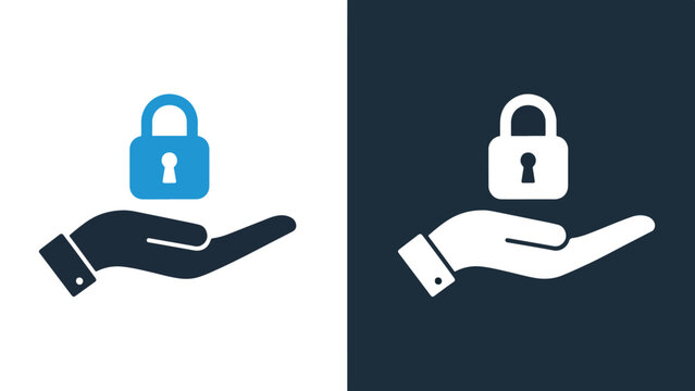 Security and trust icons - Line and glyph solid icon set - Solid icons vector collection - Blue icon set - Icon vector - Flat Design Icon - Vector icon symbol