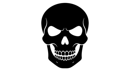 Fototapeta premium Intense Black Silhouette Skull Icon Against White Background Danger and Mortality Symbol cybersecurity