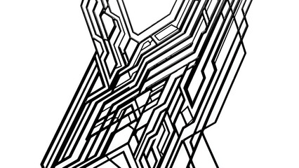 Abstract black ink forming abstract patterns on a white background