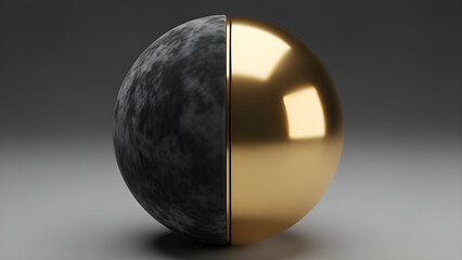 Abstract D rendered sphere half material 2
