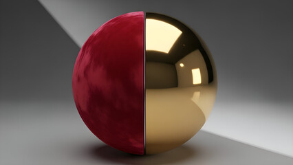Abstract D rendered sphere half material