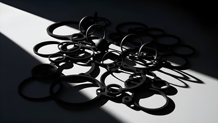 Abstract geometric pattern of dark, mysterious, and intricate shapes