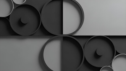 Abstract geometric pattern of dark circles and lines