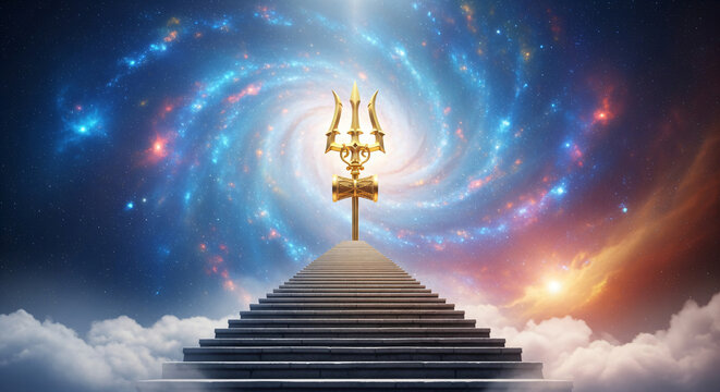 Shiva Trishul Reaching the Cosmos &ndash; Maha Shivaratri Celestial Worship